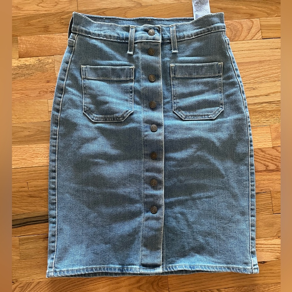 Levi's Blue Denim Button-Front Pencil Skirt